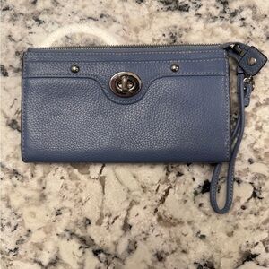 Coach Blue Leather Wristlet Clutch